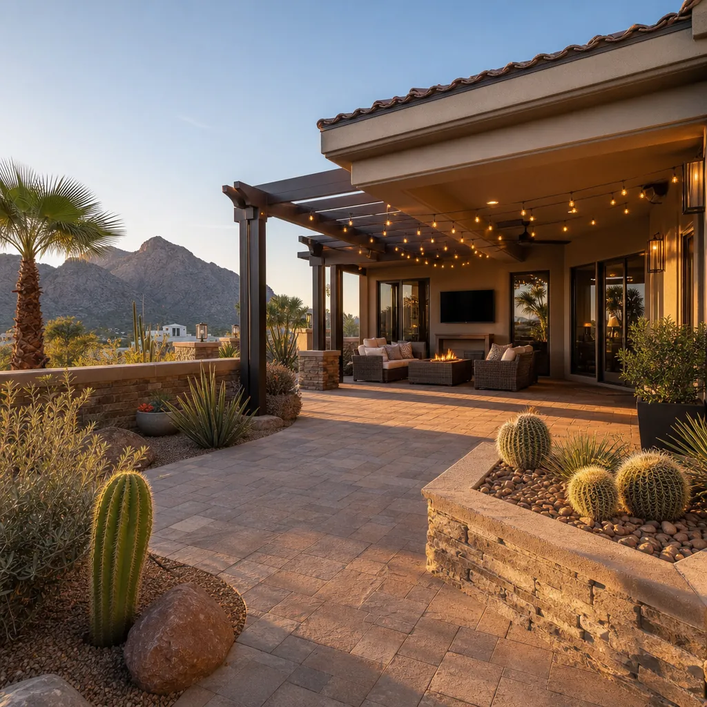 Luxury home addition covered patio and outdoor living space Las Vegas